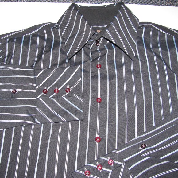 Roar Long Sleeve Black Striped Mens XL - Picture 5 of 7